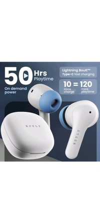 Boult K10 50H Battery, 4 Mic ENC, 45ms Low Latency, Dual Master, Touch Control, 5.4v Bluetooth Headset (Blue Ice, True Wireless) - Cornflower Blue