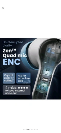 Boult K10 50H Battery, 4 Mic ENC, 45ms Low Latency, Dual Master, Touch Control, 5.4v Bluetooth Headset (Blue Ice, True Wireless) - Cornflower Blue