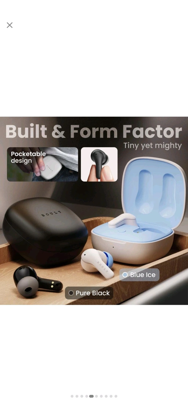 Boult K10 50H Battery, 4 Mic ENC, 45ms Low Latency, Dual Master, Touch Control, 5.4v Bluetooth Headset (Blue Ice, True Wireless) - Cornflower Blue