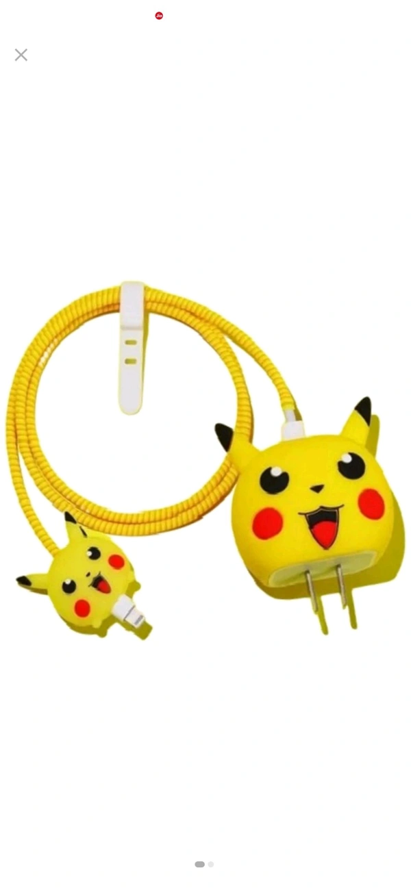 Zimniaso Charger Cover for iPhone 18W-20W Charger, 3D Cartoon Design Picachu Spiral Cover Cable Protector (Yellow) - Yellow