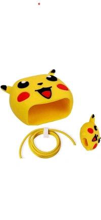 Zimniaso Charger Cover for iPhone 18W-20W Charger, 3D Cartoon Design Picachu Spiral Cover Cable Protector (Yellow) - Yellow