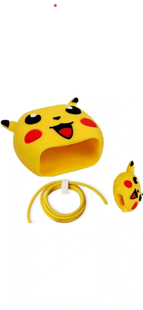 Zimniaso Charger Cover for iPhone 18W-20W Charger, 3D Cartoon Design Picachu Spiral Cover Cable Protector (Yellow) - Yellow