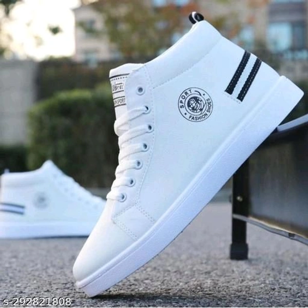 High Ankle White Sneakers For Men - 7