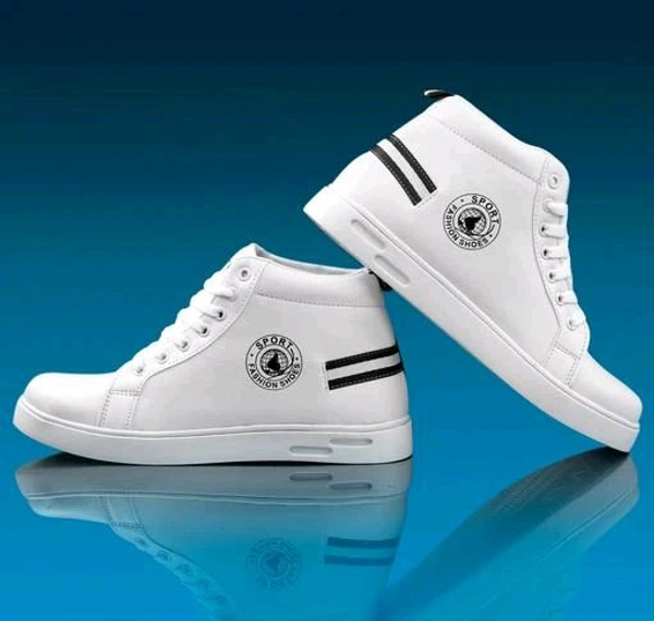 High Ankle White Sneakers For Men - 7