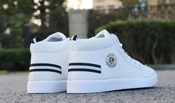 High Ankle White Sneakers For Men - 7
