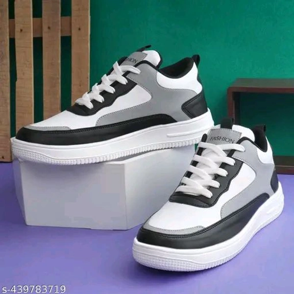 Stylish Black & White Casual Sneakers – Trendy & Comfortable Footwear for Men" - 8