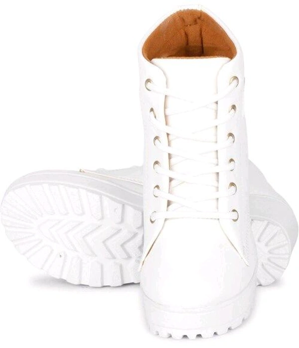High Hill White Boots For Women - 5