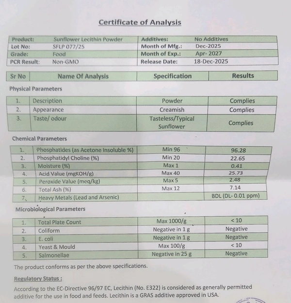 Non GMO SunFlower Lecithin - 1 Kg