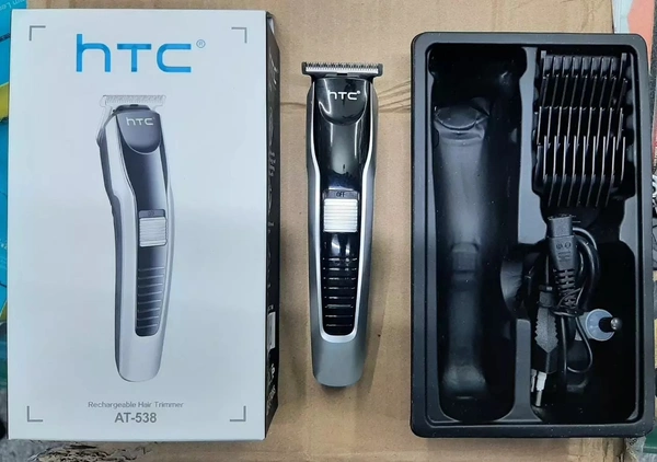 HTC RECHARGEABLE HAIR TRIMMER - Silver with black , free