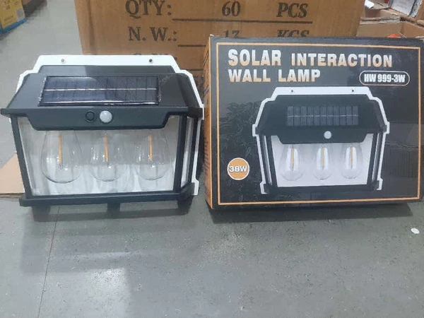 Imported Solar Rechargeable Outdoor Wall Lamp  - Black, Big