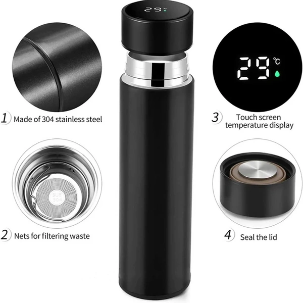 Caro Black Temperature Travel Tumbler - 500ml, Red