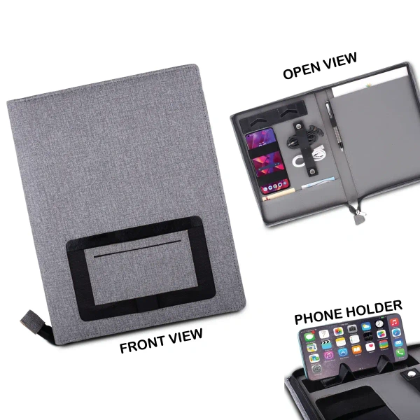 Caro Multipurpose Zipper Folder Diary - A4, Gray