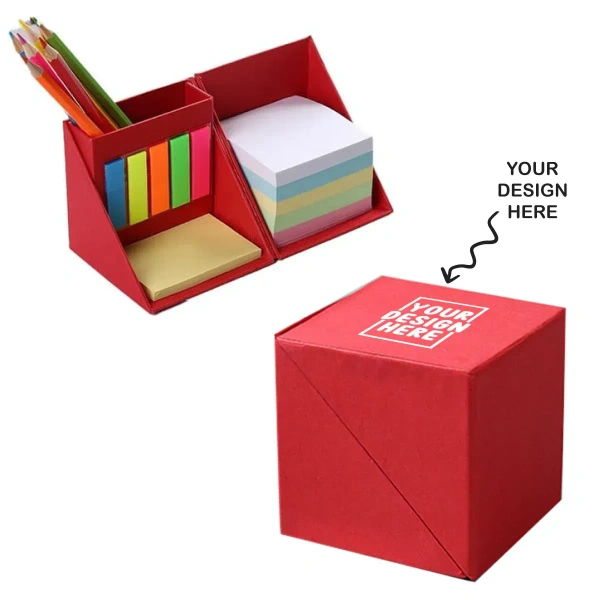 Caro Stationary Cube with Sticky memo Pad and Pen Hold