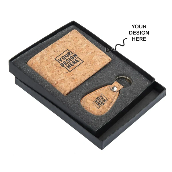 2 In 1 Cork Wallet with Keychain Combo for Corporate & Promotions