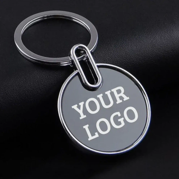 Caro Sleek Round Metal Keychain for Corporate and Promotion use - Silver