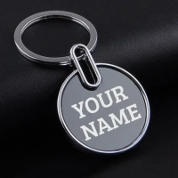 Caro Sleek Round Metal Keychain for Corporate and Promotion use - Silver