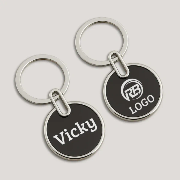 Caro Sleek Round Metal Keychain for Corporate and Promotion use - Silver