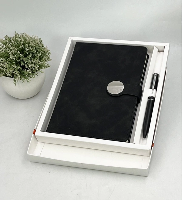 Caro Elegant Diary and Pen Gift Set 2 in 1 Giftset for Corporate Gifting and promotional use  - A5, Black
