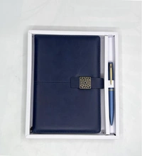 Caro 2 in 1 PU leather Notebook Diary with Metal Pen Giftset - A5, Gray