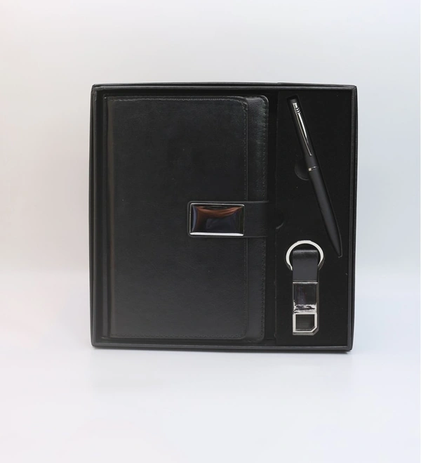 Caro Multiple Diary, Ball Pen & Keychain 3 in 1 Giftset for Corporate & Promotional Gift use - A5, White