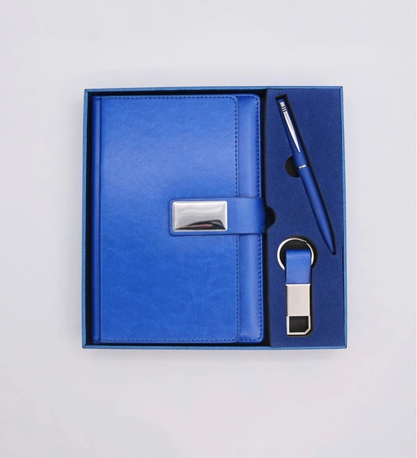 Caro Multiple Diary, Ball Pen & Keychain 3 in 1 Giftset for Corporate & Promotional Gift use - A5, White