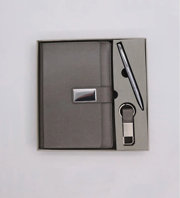 Caro Multiple Diary, Ball Pen & Keychain 3 in 1 Giftset for Corporate & Promotional Gift use - A5, White