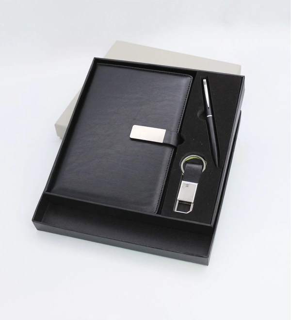 Caro Notebook diary ,keychain, and pen 3 in1 combo gift set - Black