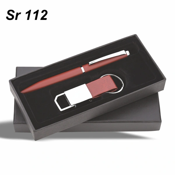 Black Pen and Keychain Giftset Custom 2 in 1 Combo for Corporate Gifting CISR112