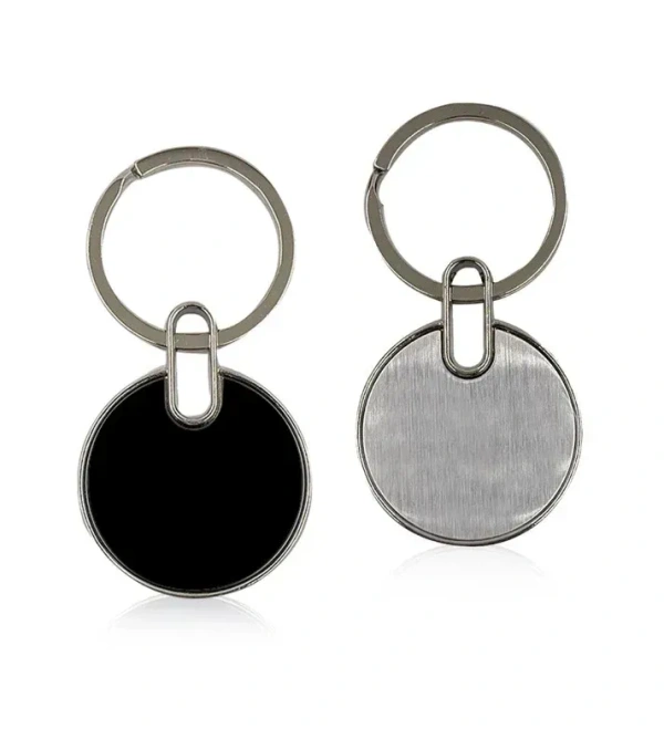 Caro Sleek Round Metal Keychain for Corporate and Promotion use - Silver