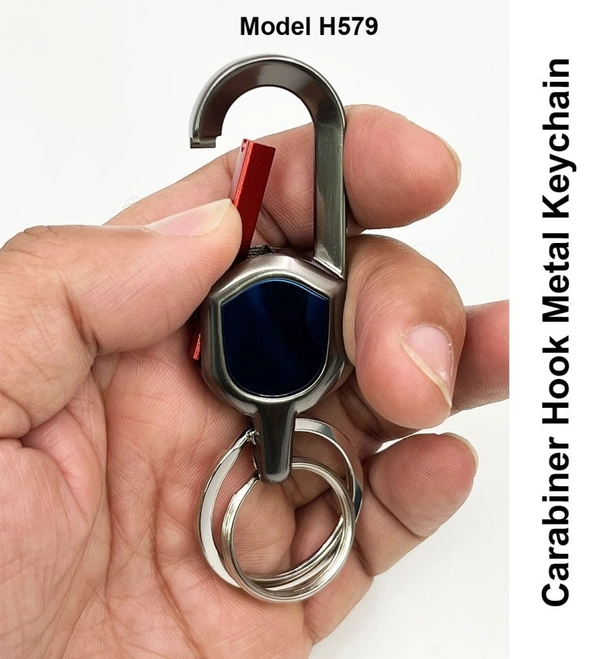 Caro Stylish & Durable Gun Metal Carabiner Metal Hook Keychain - Blue