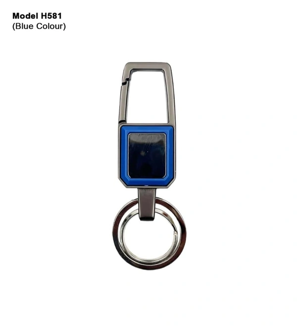 Caro Stylish Hook Locking Metal Carabiner Double Ring Hook Metal Key Chain for Men & Women - Blue