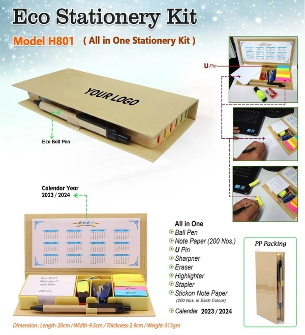 Caro Eco Friendly Stationery Kit With Sticky Notepad