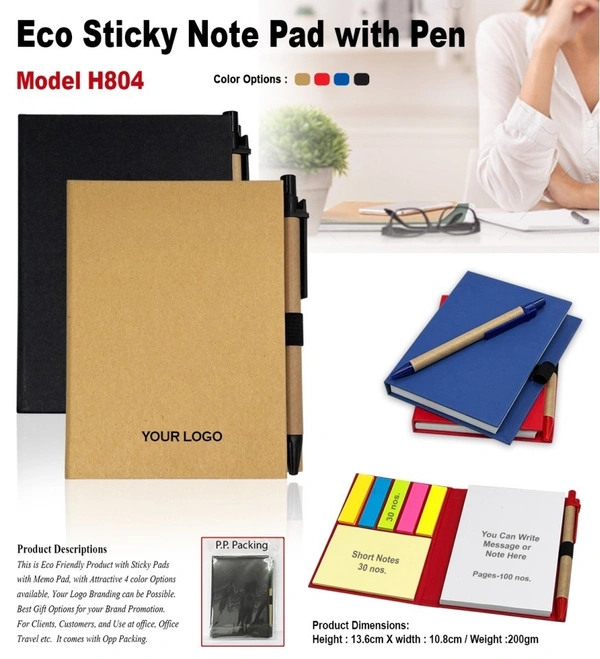 Caro Eco Friendly Sticky Notepad with Pen