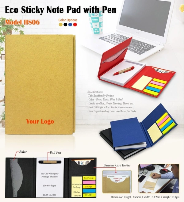 Caro Eco Friendly Sticky Notepad with Pen 806