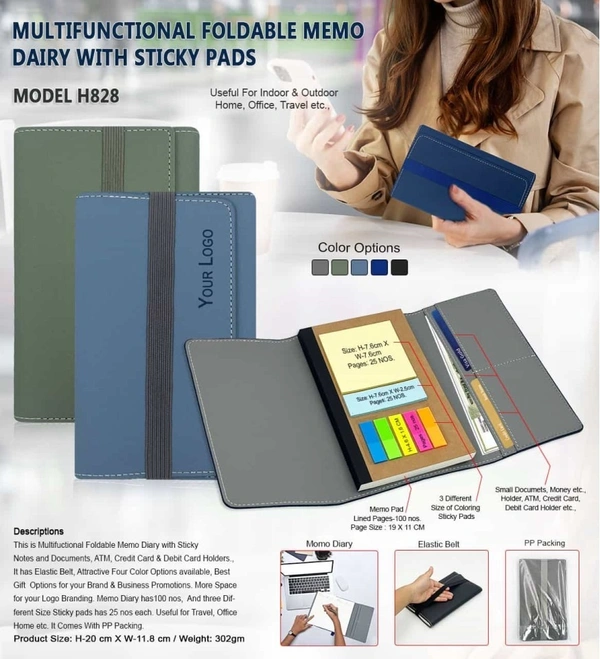 Caro Multiple Functional Foldable Memo Diary For gift and business promotions
