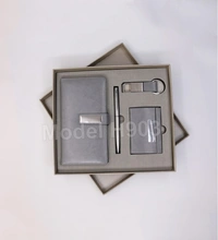 Caro 4 in 1 Giftset, PU Leather Diary, Metal Pen, Keychain, Card Holder - Gray