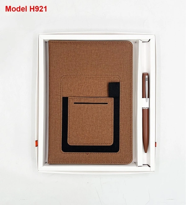 Caro 2 in 1 Multifunctional Notebook Diary and Metal Pen Giftset - A5, Brown