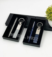 Caro 2 in 1 Giftset - PU Metal Keychain with Metal Ball Pen - Gray