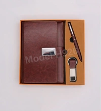 Caro 3 in 1 Gift Set - Multiple Diary, Ball Pen & Keychain - A5, Black