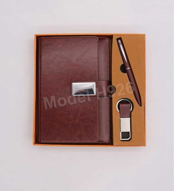 Caro 3 in 1 Gift Set - Multiple Diary, Ball Pen & Keychain - A5, Black