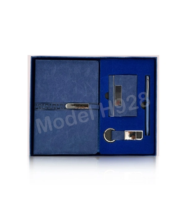 Caro 4 in 1 Giftset, PU Leather Diary, Metal Pen, Keychain, Card Holder - Gray