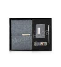 Caro 4 in 1 Giftset, PU Leather Diary, Metal Pen, Keychain, Card Holder - Gray
