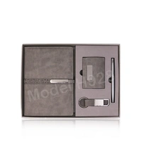 Caro 4 in 1 Giftset, PU Leather Diary, Metal Pen, Keychain, Card Holder - Gray