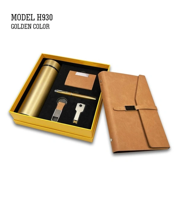 Caro 6 in 1 Gift set - Planner, Flask, 32GB Pendrive, Card Holder, Pen and Keychain - Black