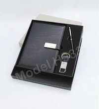 Caro 3 in 1 Giftset A5 PU Leather Diary & Metal Ball Pen & Keychain - A5, Gray