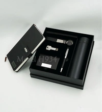 Caro 6 in 1 Premium Giftset Flask Bottle, PU Leather Diary, Metal Ball Pen, Card Holder, Keychain and Pendrive  - 16GB, Brown
