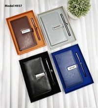 Caro 2 in 1 PU Leather Diary with Metal Pen Giftset - Brown