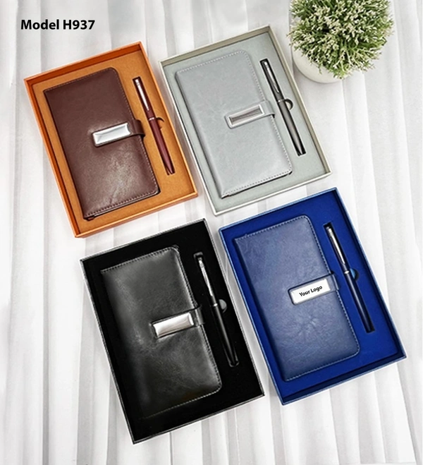 Caro 2 in 1 PU Leather Diary with Metal Pen Giftset - Brown