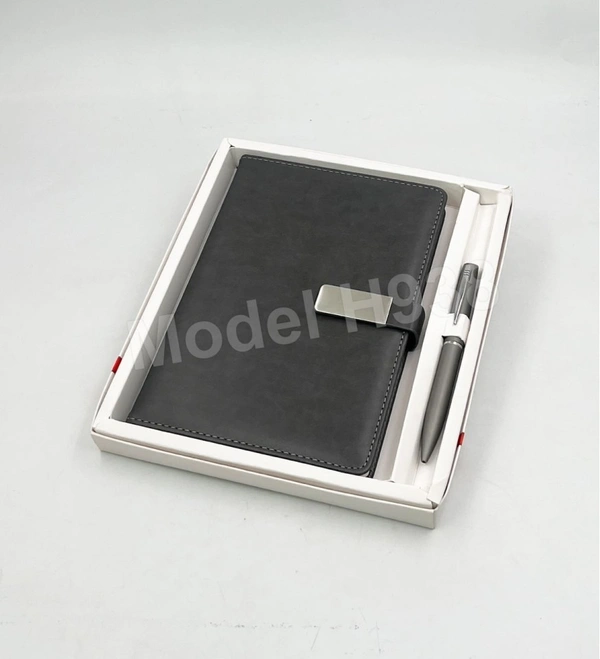 Caro 2 in 1 PU Leather Diary With Metal Pen Giftset - A5, White