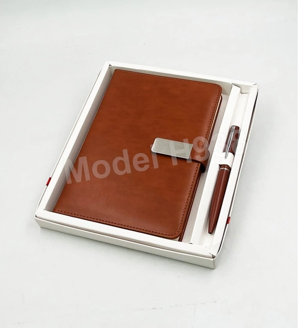 Caro 2 in 1 PU Leather Diary With Metal Pen Giftset - A5, White